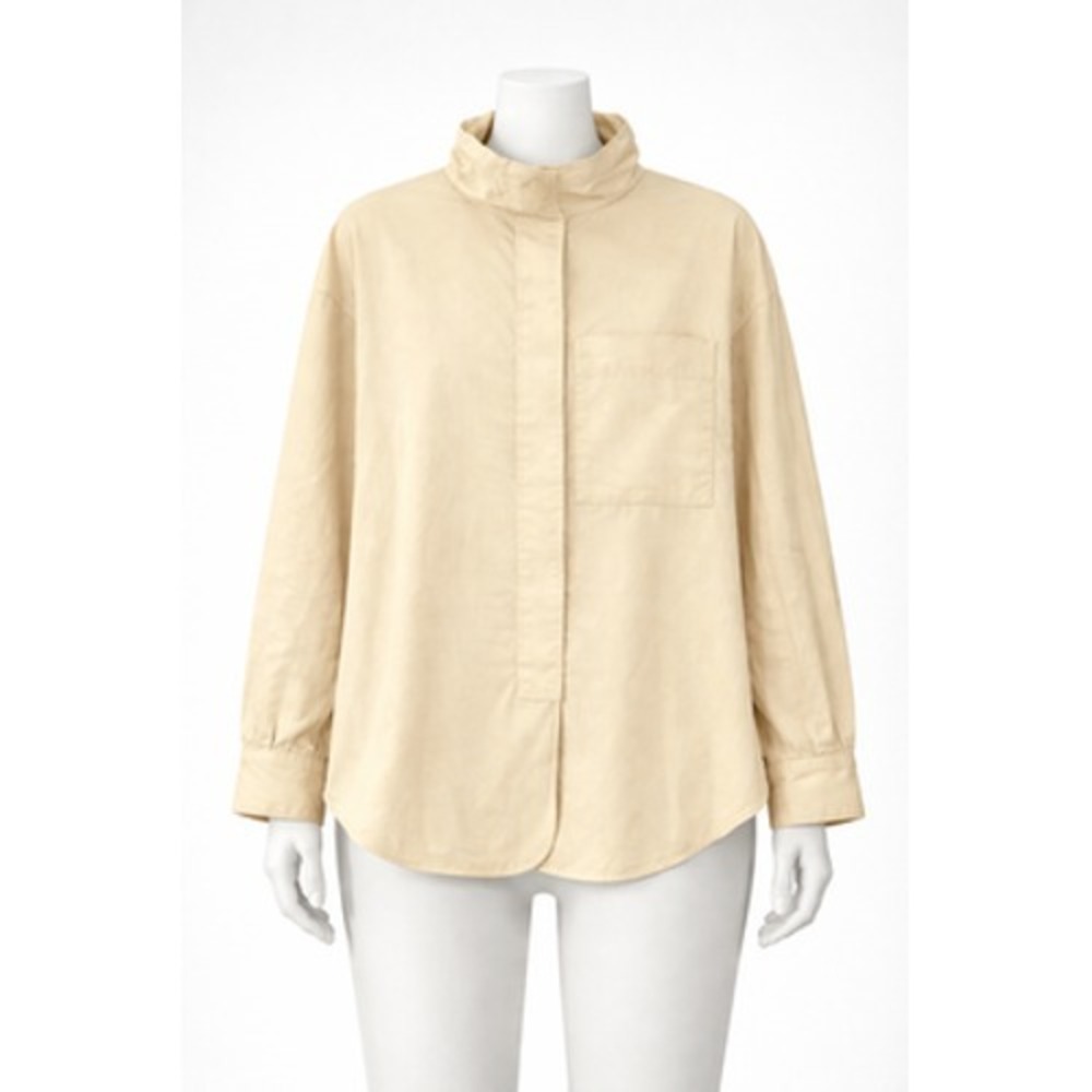 3.1 Phillip Lim Blouse Womens XS Beige Mock Neck Long Sleeve Tunic Top Relaxed